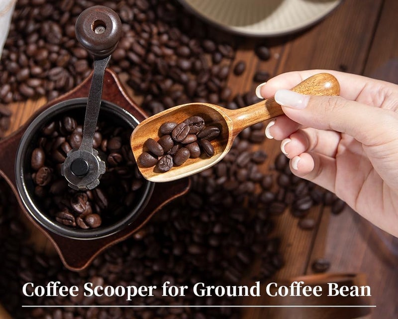 Lebami Wooden Coffee Scoop for Ground Coffee,4pcs Coffee Measuring Scooper for Beans Powder Tea Shovel,Small Wood Spoons Multipurpose for Jars Canisters,Kitchen Spice Pepper Condiment Powder Shovel - Image 4
